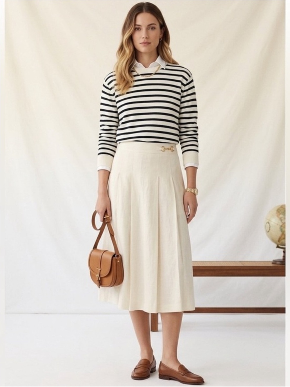 H&M Black & White Striped Nautical Crewneck Sweatshirt Size Small Cotton
